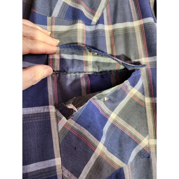 Vintage Mens Size XLT 17/17.5 X Tall Outlaw Western Wear Pearl Snap Button Up - Picture 5 of 11